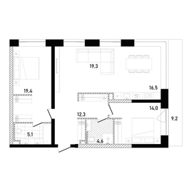 Квартира 94 м², 2-комнатная - изображение 1