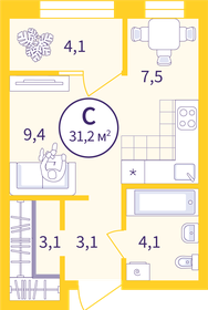 22,3 м², квартира-студия 4 110 000 ₽ - изображение 14