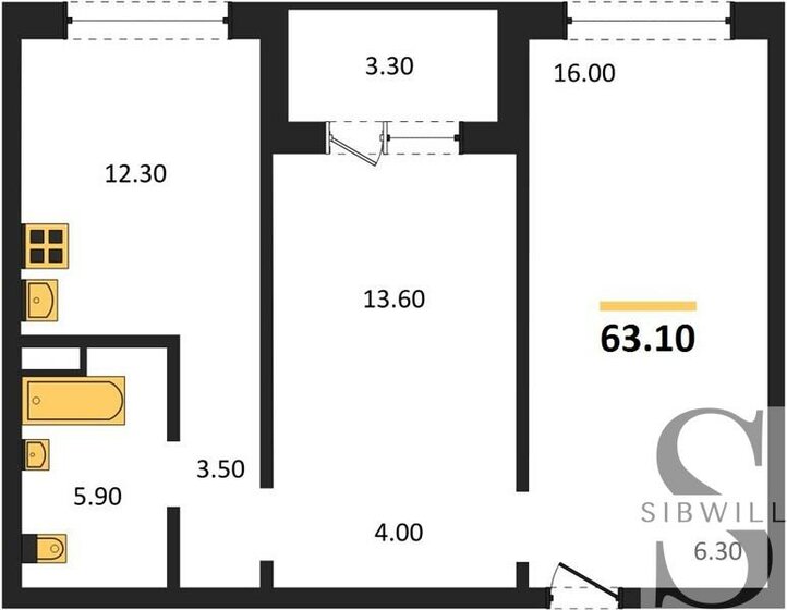 63,1 м², 2-комнатная квартира 8 210 000 ₽ - изображение 13