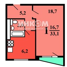 Квартира 32 м², 1-комнатная - изображение 2