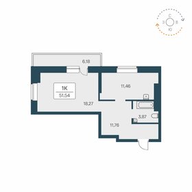 Квартира 51,5 м², 1-комнатная - изображение 1