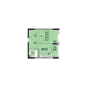 Квартира 40,2 м², 1-комнатная - изображение 1