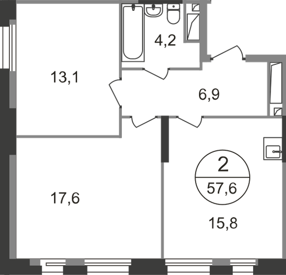 57,6 м², 2-комнатная квартира 13 541 294 ₽ - изображение 1