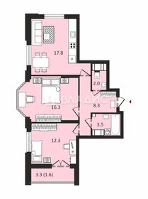 Квартира 61,8 м², 2-комнатная - изображение 1