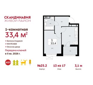 32,7 м², 1-комнатная квартира 11 350 000 ₽ - изображение 107