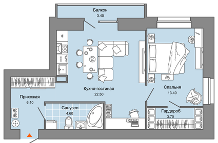 49 м², 2-комнатная квартира 7 281 210 ₽ - изображение 11