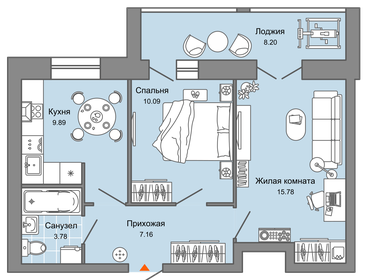 Квартира 57 м², 2-комнатная - изображение 1