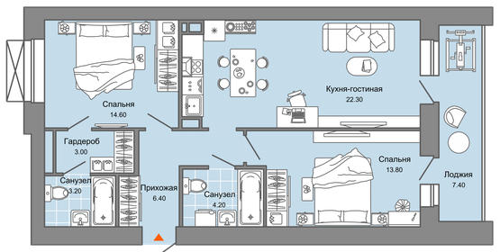 69 м², 3-комнатная квартира 10 298 960 ₽ - изображение 14