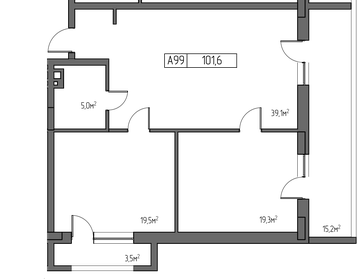 Квартира 101,6 м², 2-комнатные - изображение 1