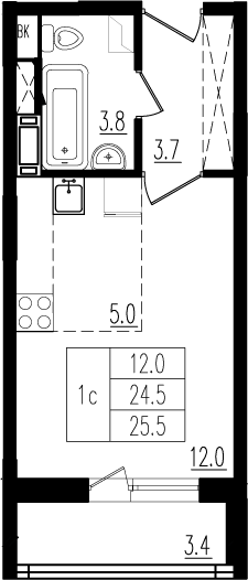 25,5 м², квартира-студия 4 550 666 ₽ - изображение 50