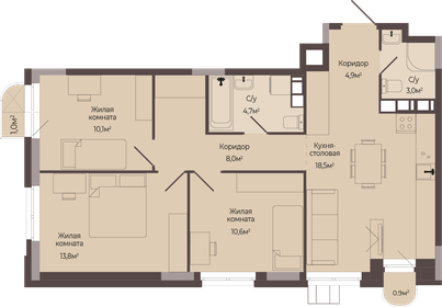 79,3 м², 3-комнатная квартира 11 594 000 ₽ - изображение 28