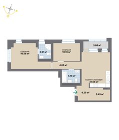Квартира 75,1 м², 2-комнатная - изображение 2
