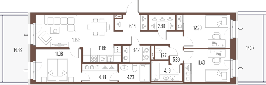 88,4 м², 3-комнатная квартира 29 569 800 ₽ - изображение 61