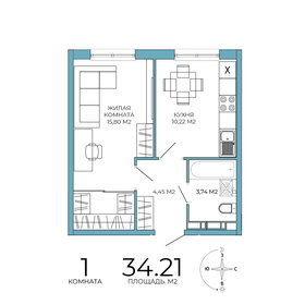 34,2 м², 1-комнатная квартира 3 421 000 ₽ - изображение 42