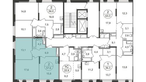 57,6 м², 2-комнатная квартира 13 541 294 ₽ - изображение 16