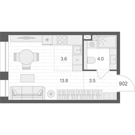 30 м², квартира-студия 15 629 250 ₽ - изображение 31