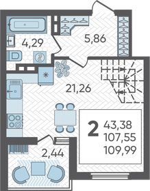 Квартира 110 м², 2-комнатная - изображение 1