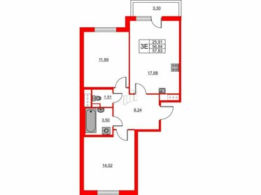 60,9 м², 2-комнатная квартира 9 600 000 ₽ - изображение 62