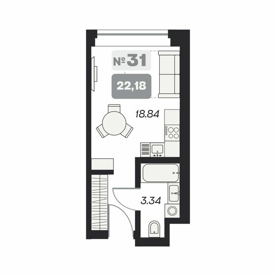 22,2 м², апартаменты-студия 4 740 000 ₽ - изображение 8