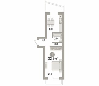 Квартира 32,9 м², 1-комнатная - изображение 5