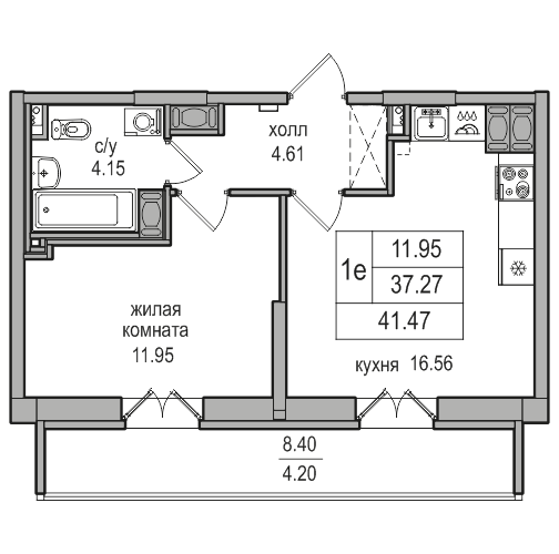 37,3 м², 1-комнатная квартира 9 023 872 ₽ - изображение 27