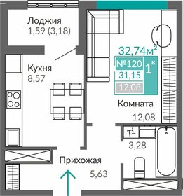 Квартира 31,2 м², 1-комнатная - изображение 1