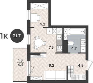 31,7 м², 1-комнатная квартира 4 000 540 ₽ - изображение 26