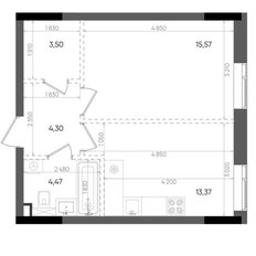 Квартира 41,2 м², 1-комнатная - изображение 2