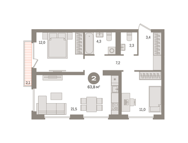 53 м², 2-комнатная квартира 7 900 000 ₽ - изображение 71
