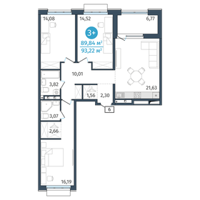 Квартира 89,8 м², 3-комнатная - изображение 1