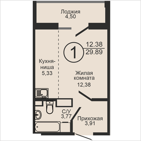 Квартира 29,9 м², 1-комнатная - изображение 1