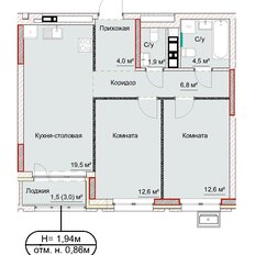 Квартира 63,4 м², 2-комнатная - изображение 2