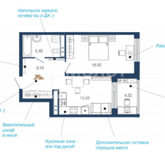 Квартира 49,7 м², 1-комнатная - изображение 2