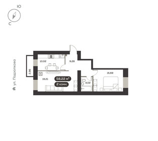 Квартира 58,2 м², 2-комнатная - изображение 1