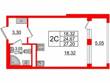 Квартира 24,7 м², студия - изображение 1