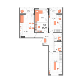 Квартира 81,7 м², 3-комнатная - изображение 1