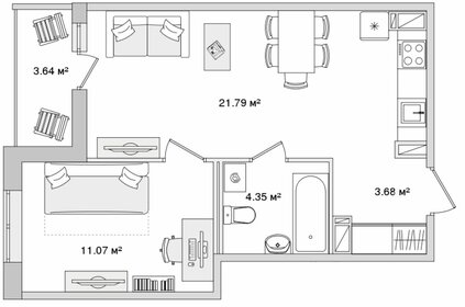 Квартира 44,5 м², 1-комнатная - изображение 1