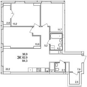 85,1 м², 3-комнатная квартира 8 765 300 ₽ - изображение 9