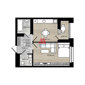 Квартира 38,7 м², 1-комнатная - изображение 2