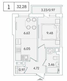 Квартира 32,3 м², 1-комнатная - изображение 1