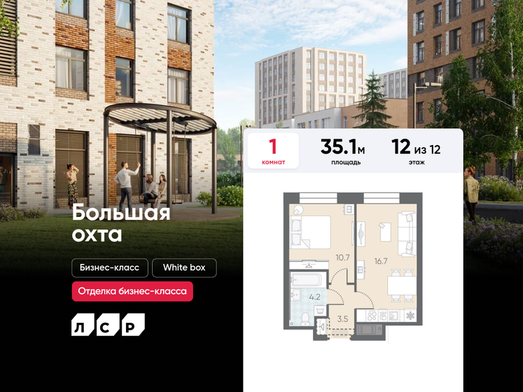 35 м², 1-комнатная квартира 11 714 500 ₽ - изображение 52