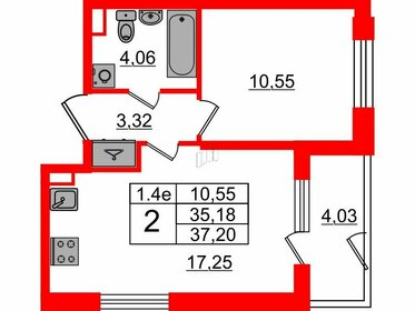 Квартира 35,2 м², 1-комнатная - изображение 1