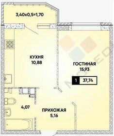 Квартира 38 м², 1-комнатная - изображение 1