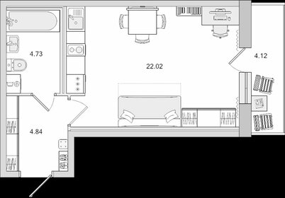 Квартира 31,6 м², студия - изображение 1