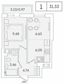 Квартира 31,3 м², 1-комнатная - изображение 1