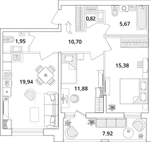 Квартира 70,3 м², 2-комнатная - изображение 1