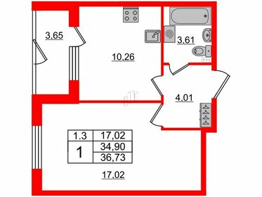 30,7 м², 1-комнатная квартира 6 450 147 ₽ - изображение 6