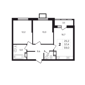 61,3 м², 2-комнатная квартира 6 310 290 ₽ - изображение 12