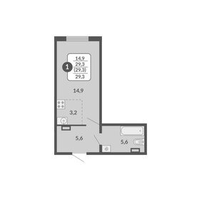 Квартира 29,3 м², 1-комнатная - изображение 1