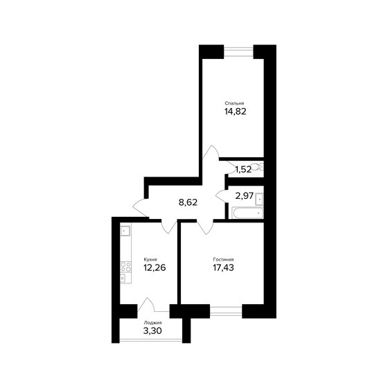 59,3 м², 2-комнатная квартира 6 104 810 ₽ - изображение 34